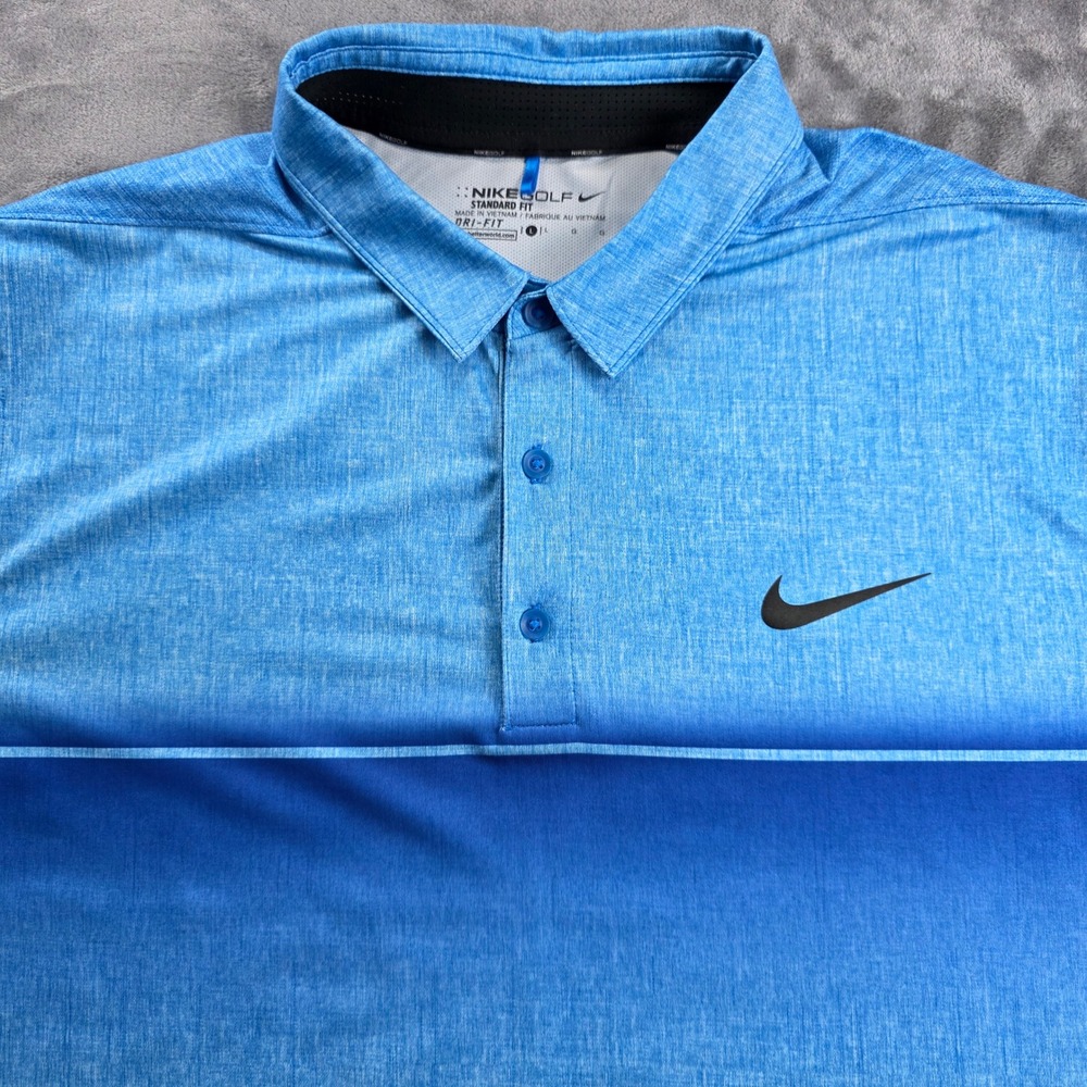 Nike Golf Polo Mens Large Blue Ombre Dri-FIT Standard Fit Short Sleeve Logo - Picture 2 of 10